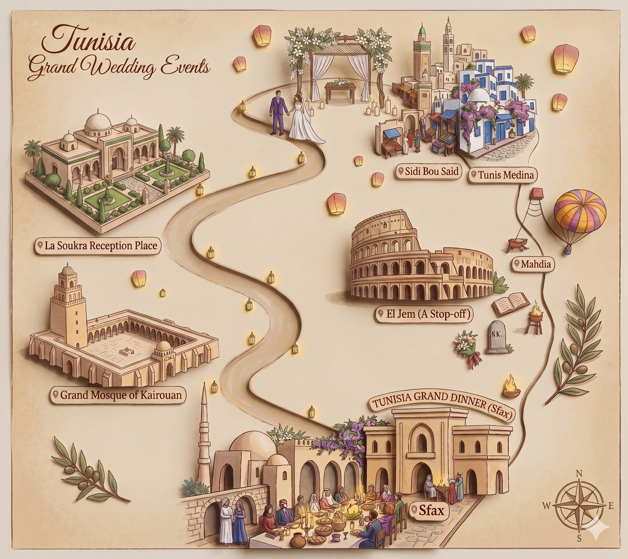 Carte des événements — Tunisia Grand Wedding Events